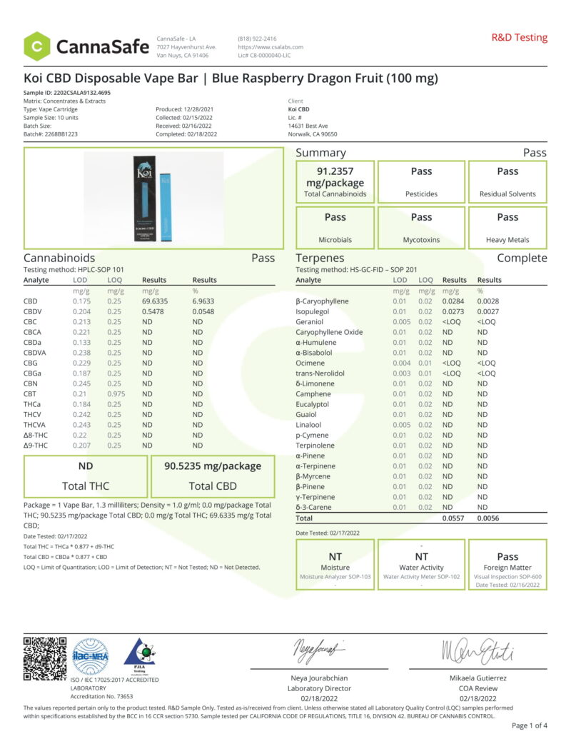 Koi CBD Disposable Vape Bar - Blue Raspberry Dragon Fruit - Image 5