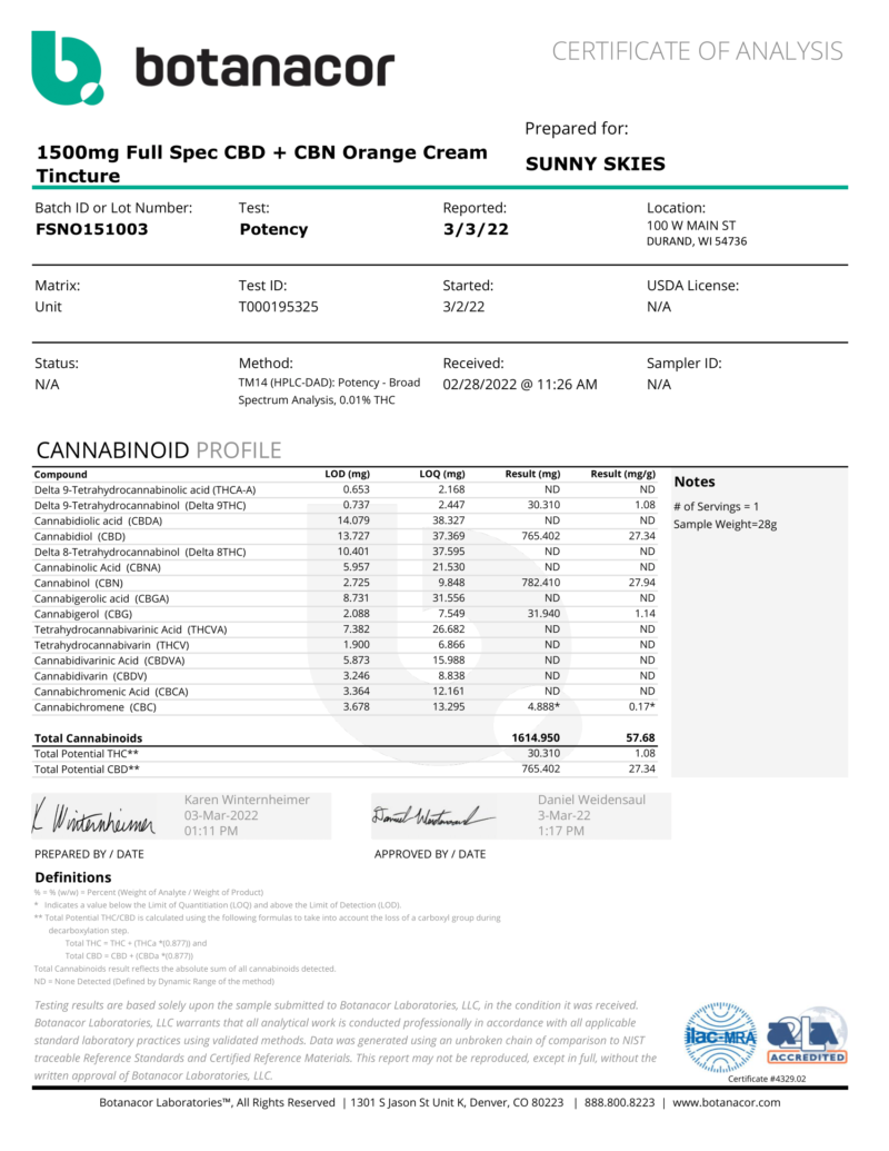 Sunny Skies CBD - Full-Spectrum CBD+CBN Tincture Unflavored - Image 6