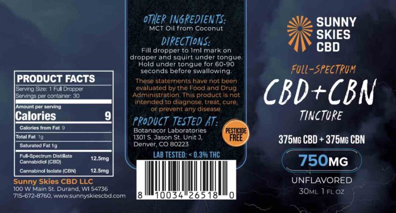 Sunny Skies CBD - Full-Spectrum CBD+CBN Tincture Unflavored - Image 4